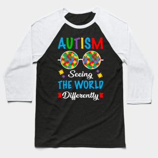 Puzzle Piece Sunglasses Autism seeing the world differently Autism Awareness Gift for Birthday, Mother's Day, Thanksgiving, Christmas Baseball T-Shirt